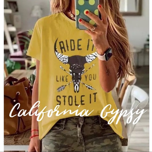 Western rodeo Ride it like you stole it T-shirt - Picture 2 of 3